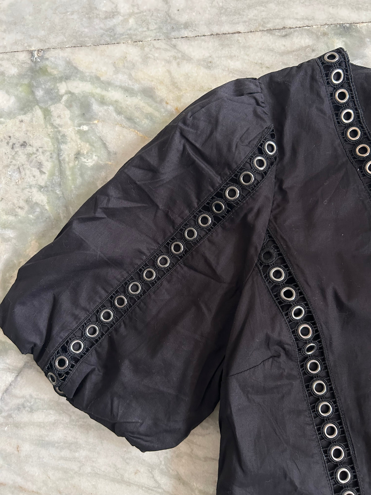 Black Metal Eyelet Top: 36”