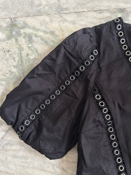 Black Metal Eyelet Top: 36”