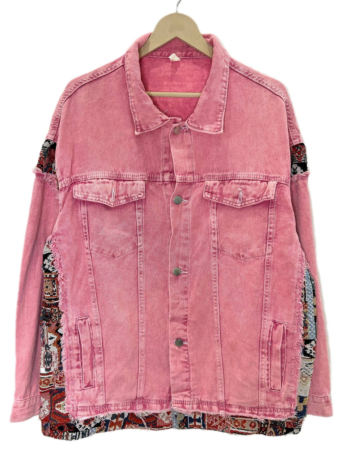 Pink Denim Jacquard Jacket