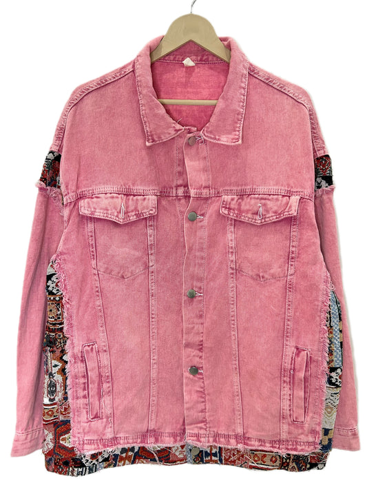 Pink Denim Jacquard Jacket