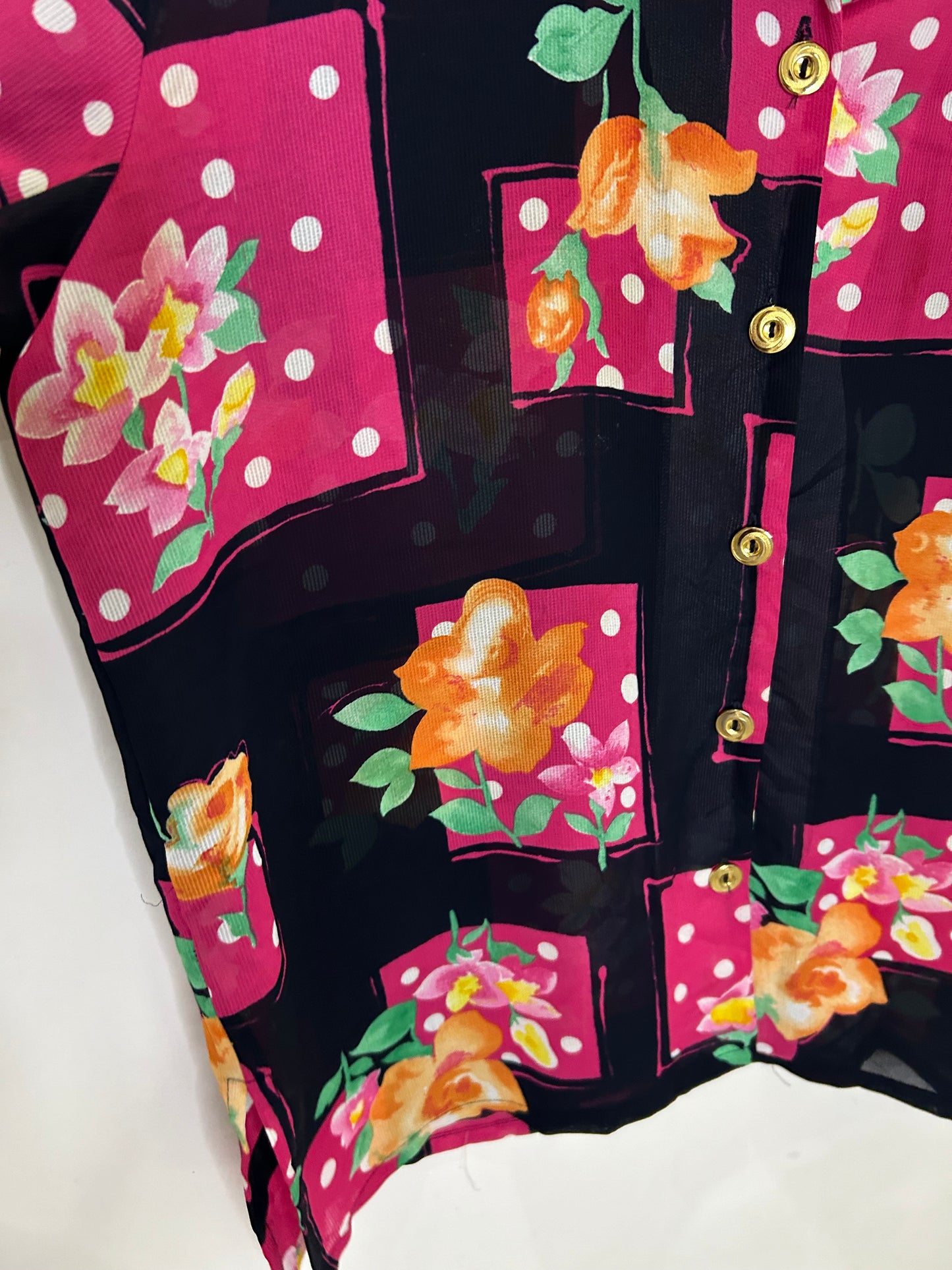 Polka Dot Floral Shirt: Chest-46”