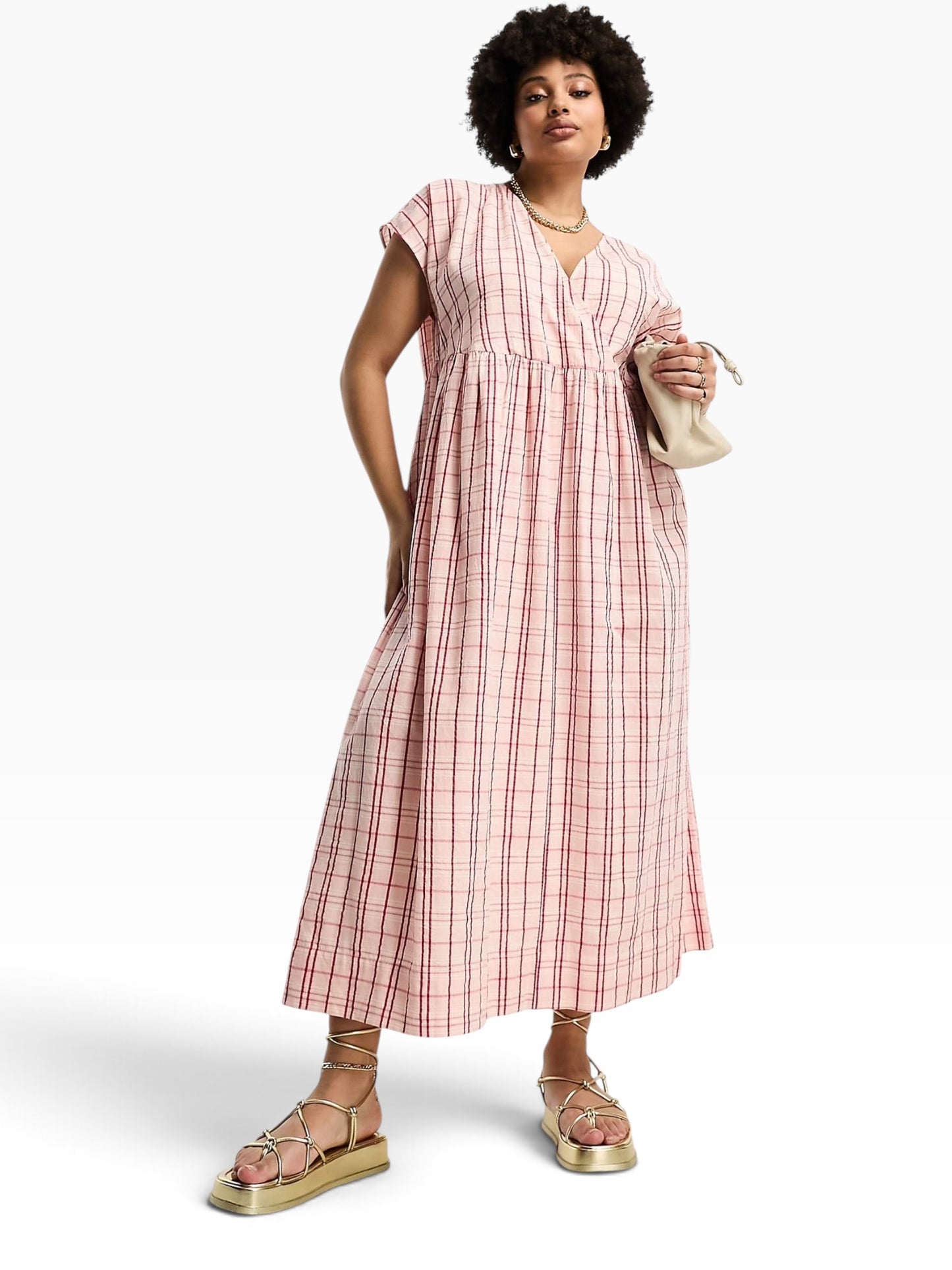 ASOS DESIGN cotton V-neck midi smock dress