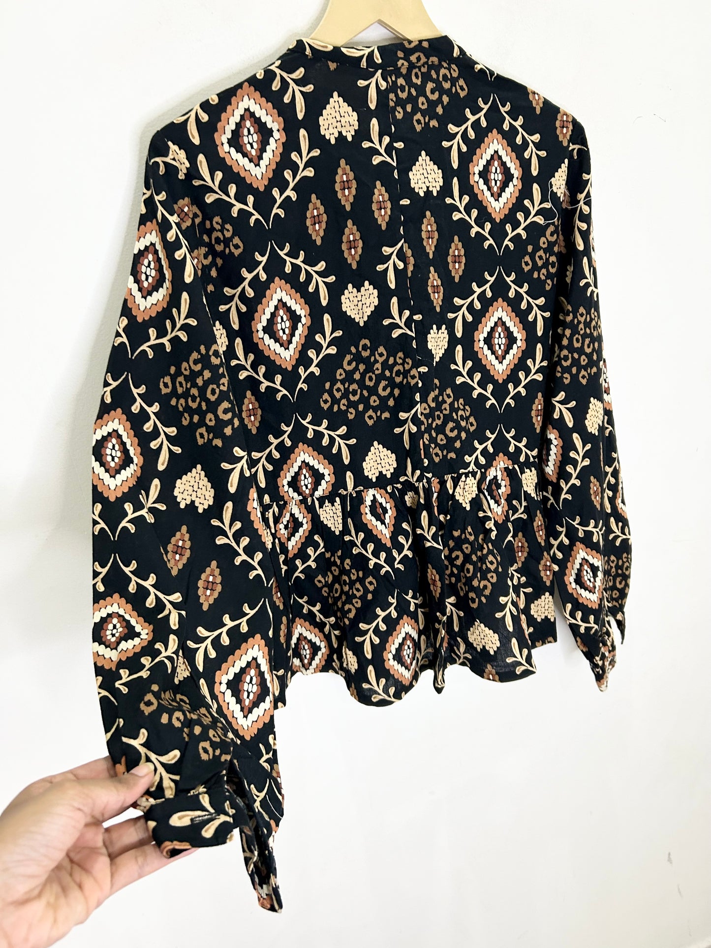 Cotton Brown Knot Blouse Top