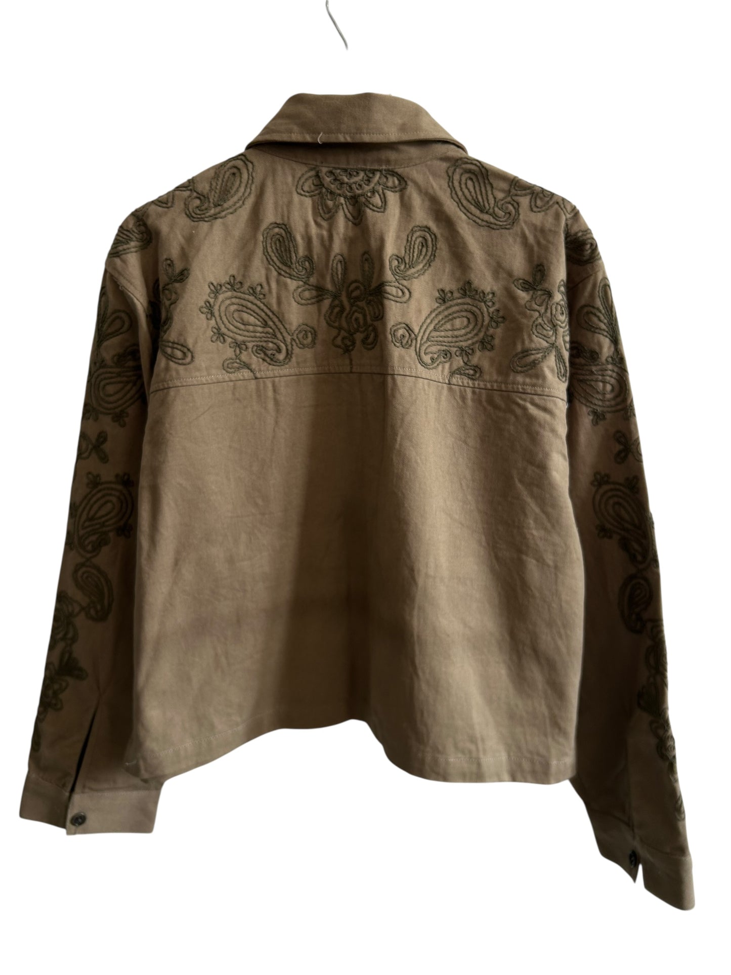 Olive Green Cotton Embroidered Jacket