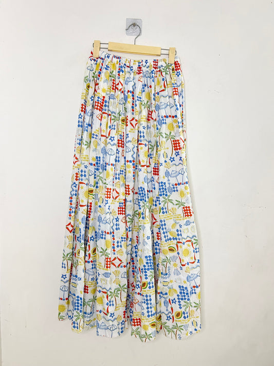 Cotton Beach Print Skirt
