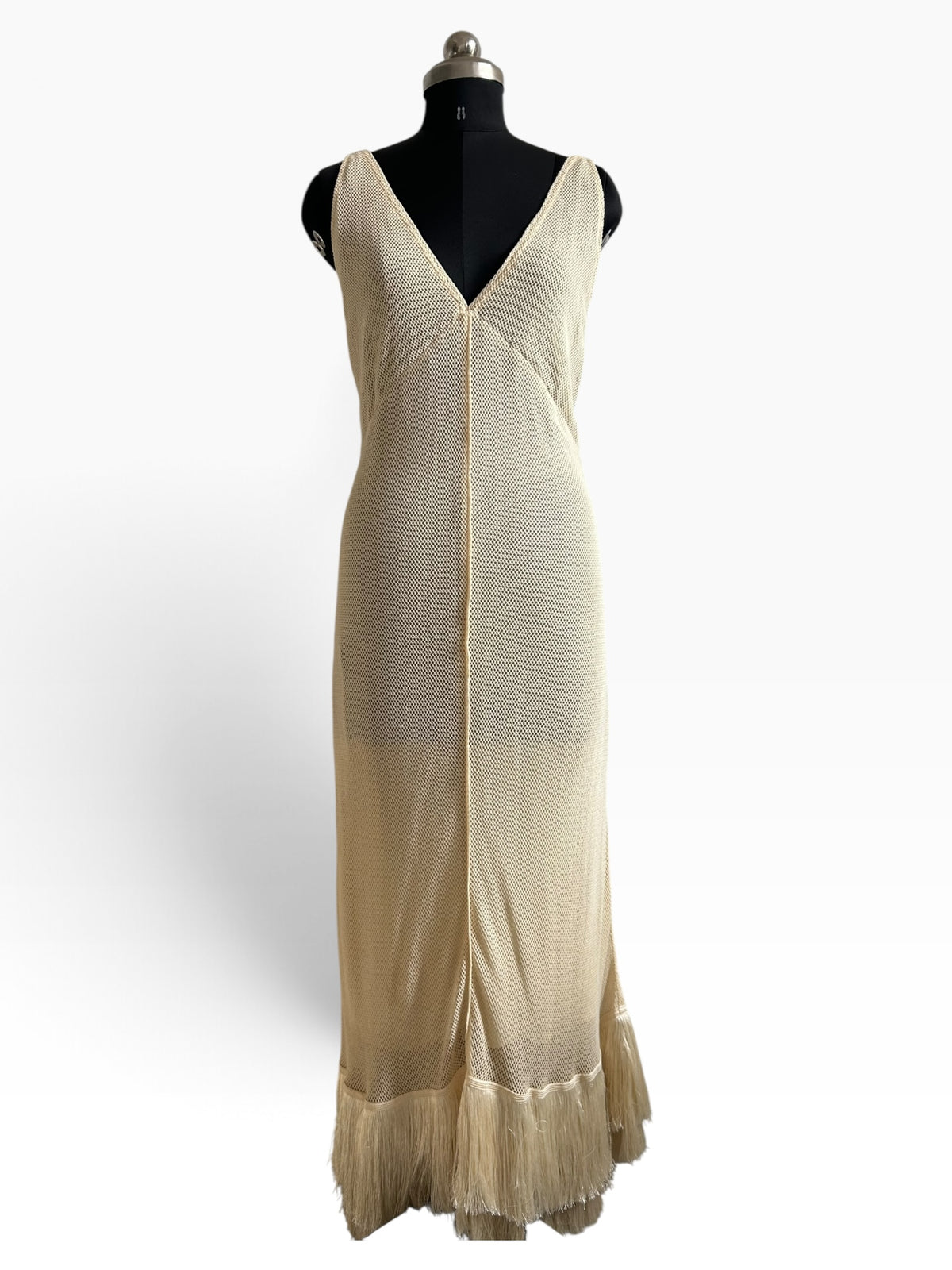 Beige Crochet Tassel Dress
