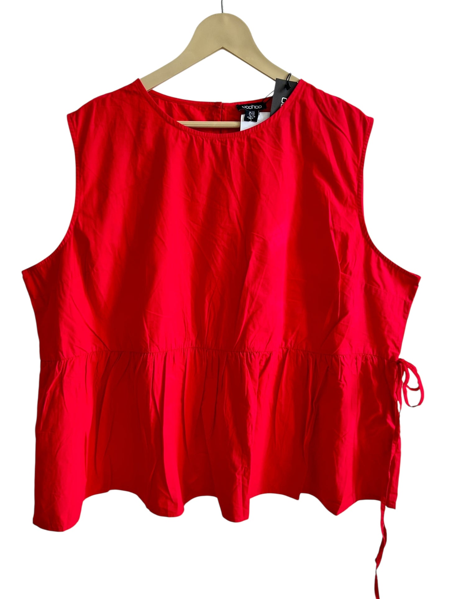 BOOHOO Red Peplum Top