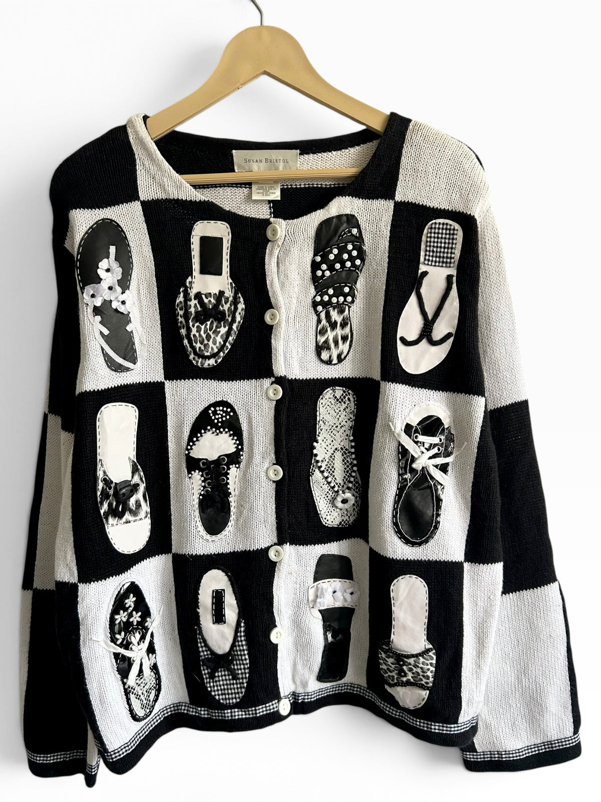 Vintage Shoe Patchwork Cardigan