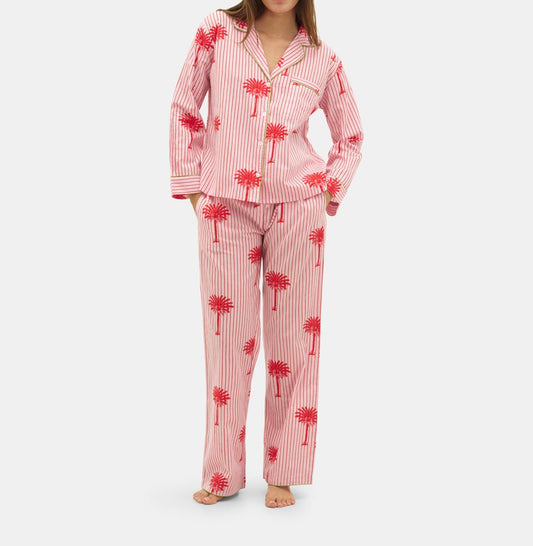 Palm Tree Striped Cotton Co-Ord Set