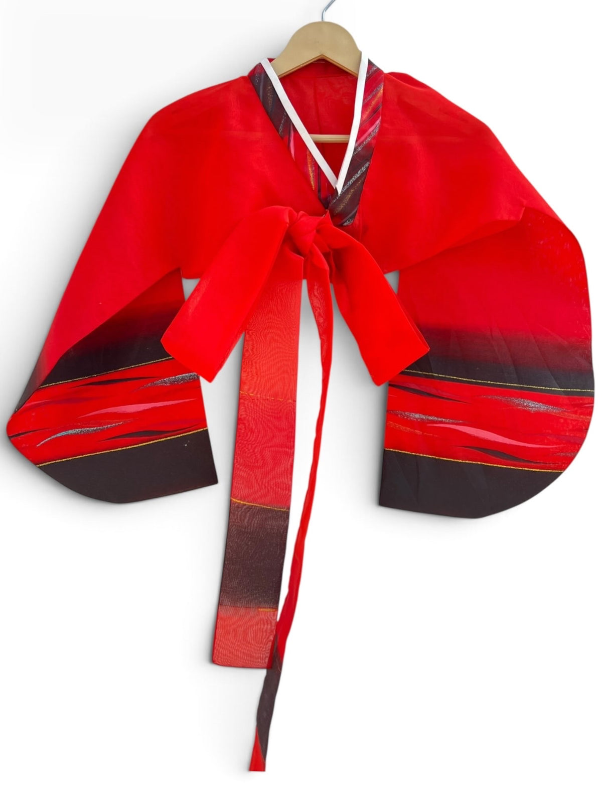 Red Gradient Hanbok Jacket: 36”