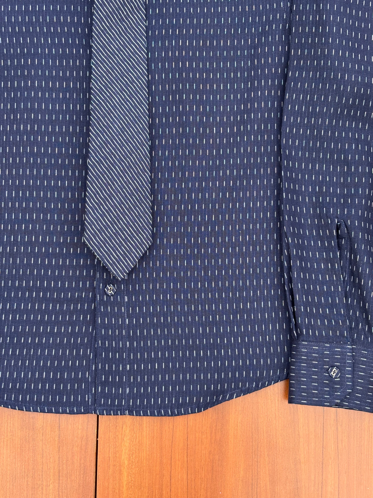 Midnight Blue Reversible Cotton Shirt with Detachable Tie