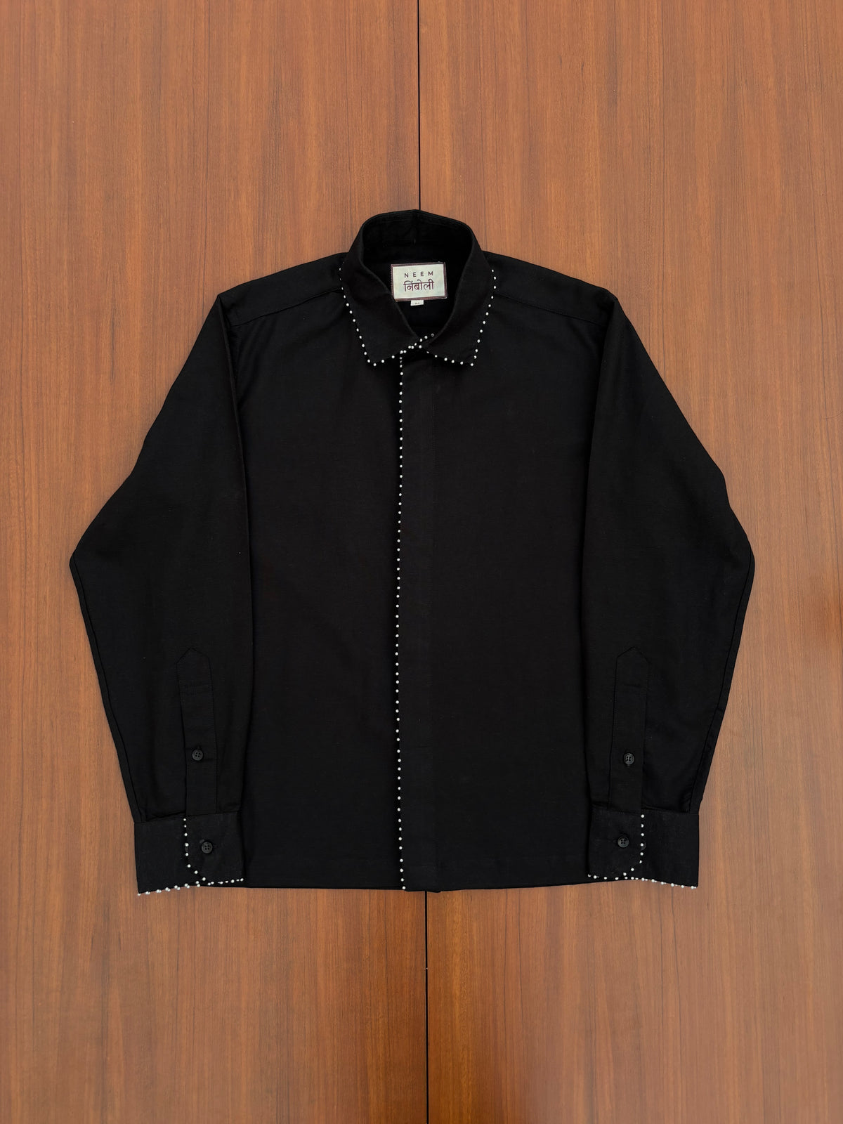 Open Back Cotton Shirt with Detachable Tie
