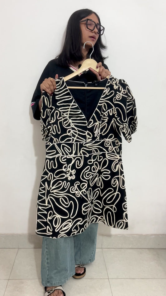 River Island Short Puff Sleeve Floral EMBROIDERED Dress